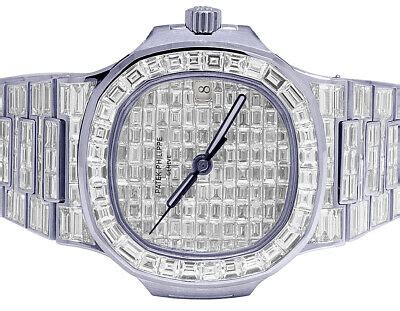 Patek Philippe Nautilus in White Gold Baguette Diamonds 